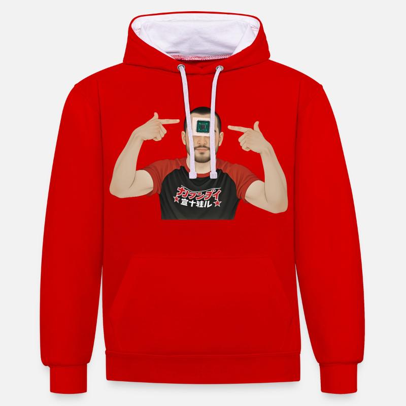 BRAIN PROCESSOR - geek & scifi - Sweat à capuche contrasté - rouge/blanc