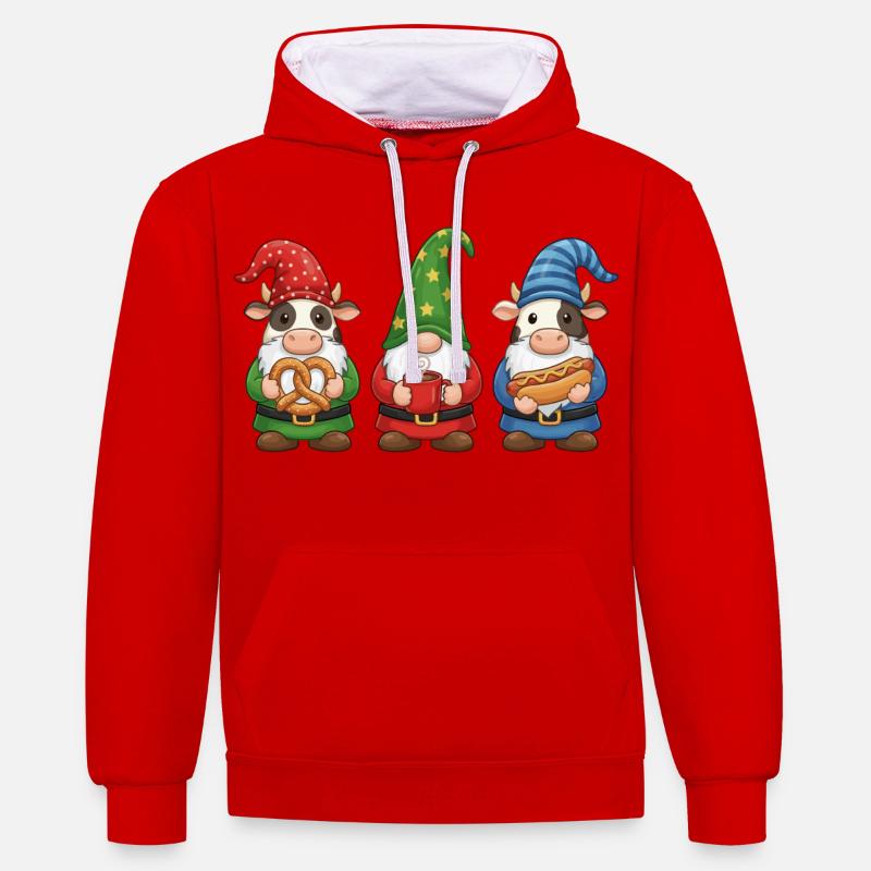 Vache Joyeux Noël Cool Noël - Sweat à capuche contrasté - rouge/blanc