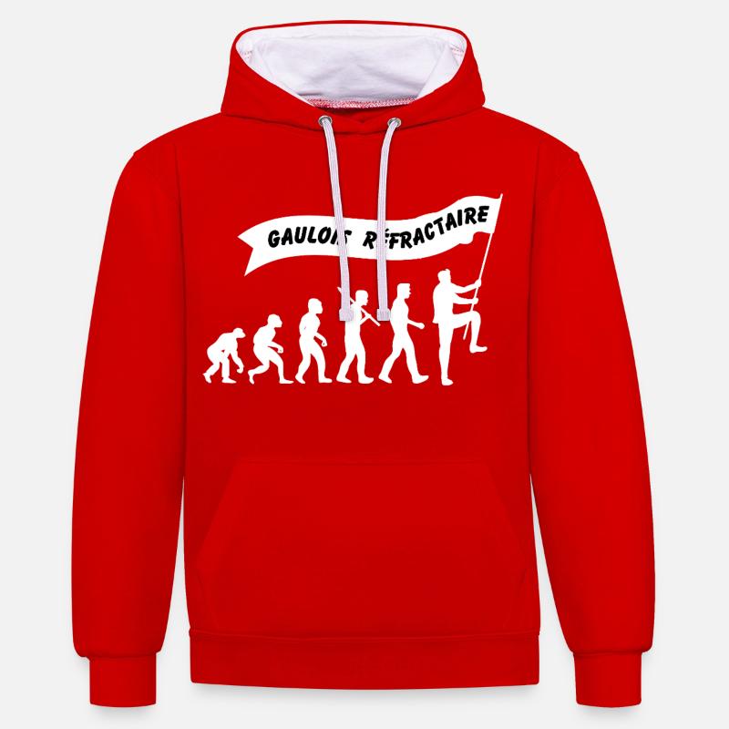 Evolution du gaulois réfractaire - Sweat à capuche contrasté - rouge/blanc