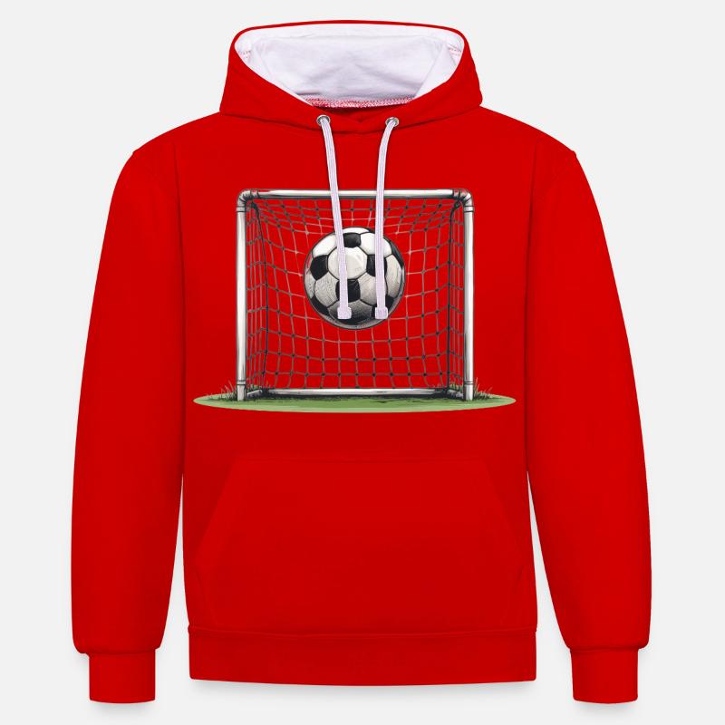 Lancer de but dans le but - Sweat à capuche contrasté - rouge/blanc