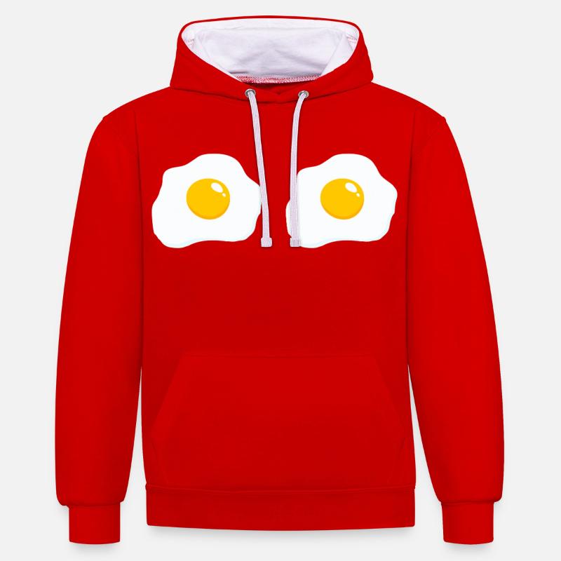 Dessin animé Double Miroir Egg - Sweat à capuche contrasté - rouge/blanc