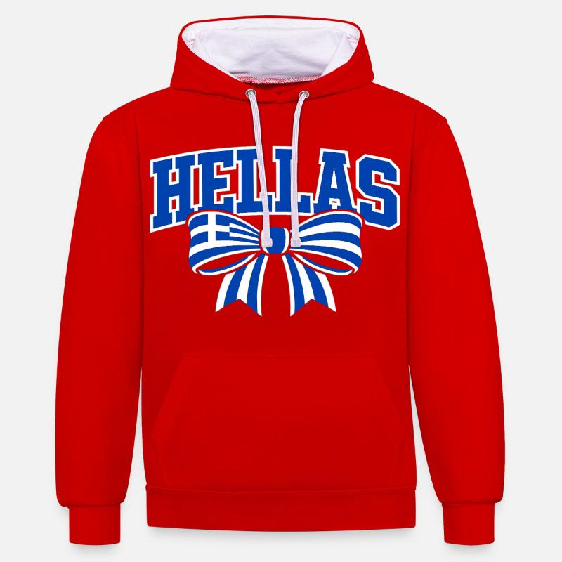 Boucle d’Hellas - Sweat à capuche contrasté - rouge/blanc