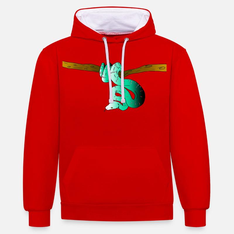 Serpent (couleur) - Sweat à capuche contrasté - rouge/blanc