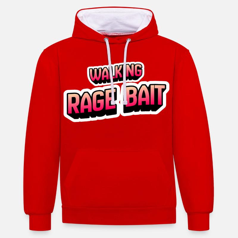 Appât de rage ambulant - Sweat à capuche contrasté - rouge/blanc