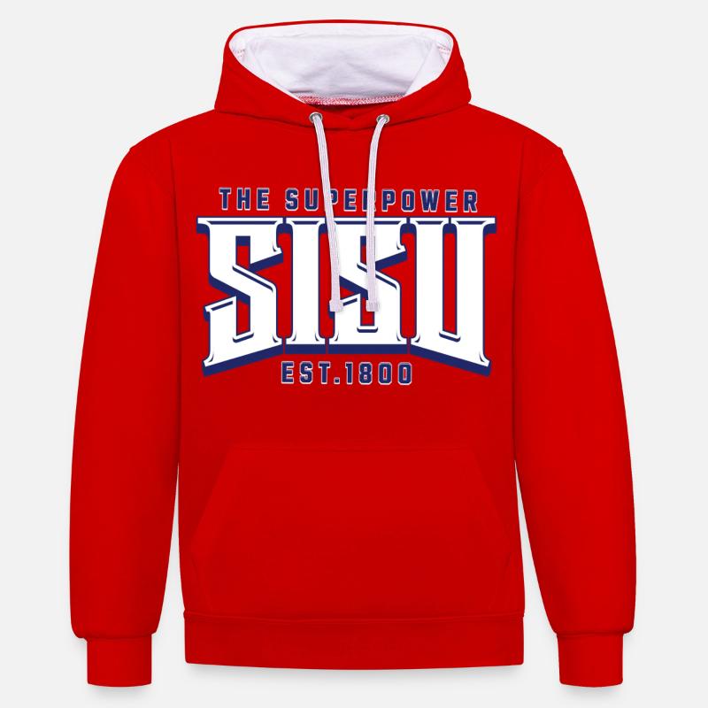 Impression du logo Content Superpower - Sweat à capuche contrasté - rouge/blanc