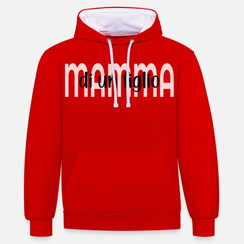 Mutter eines Kindes - Kontrast-Hoodie - Rot/Weiß