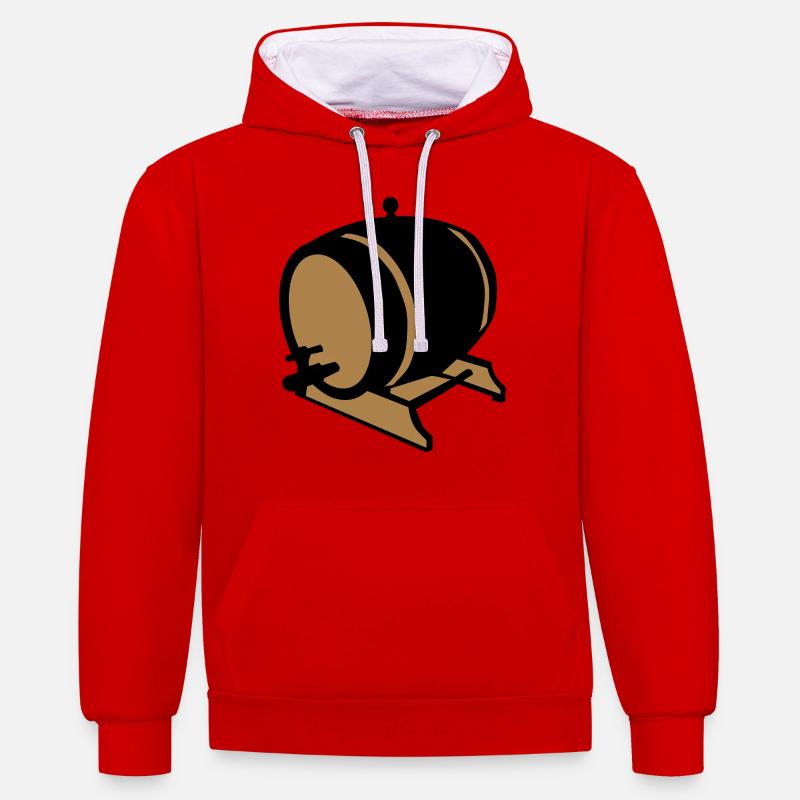barrique 21012 - Sweat à capuche contrasté - rouge/blanc