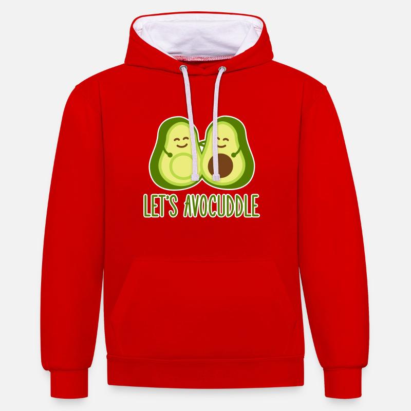 avocat - Sweat à capuche contrasté - rouge/blanc