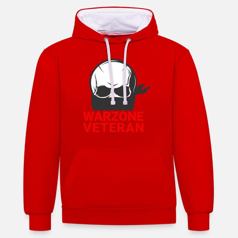 Warzone Vétéran COD - Sweat à capuche contrasté - rouge/blanc