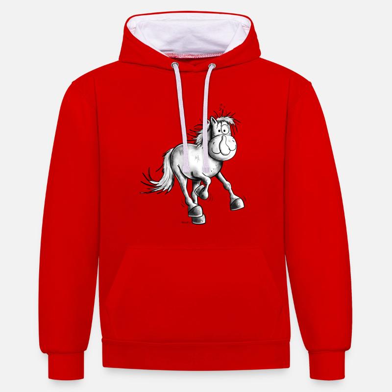 Mignon Cheval - Sweat à capuche contrasté - rouge/blanc