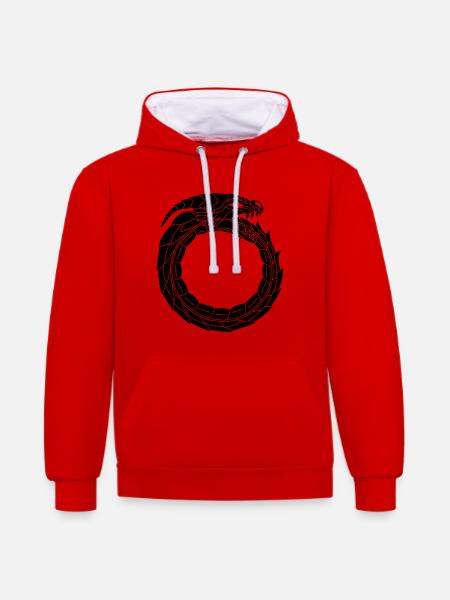 Devouring Black Dragon - Contrast hoodie - red/white