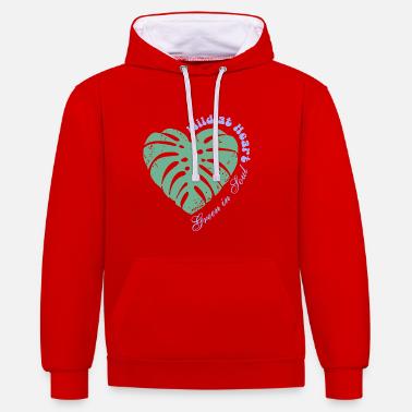 Salvaje de corazón – Verde de alma - Sudadera con capucha contraste - rojo/blanco