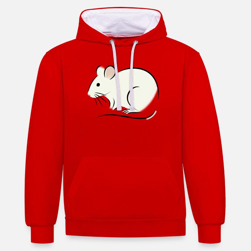 rat blanc - Sweat à capuche contrasté - rouge/blanc