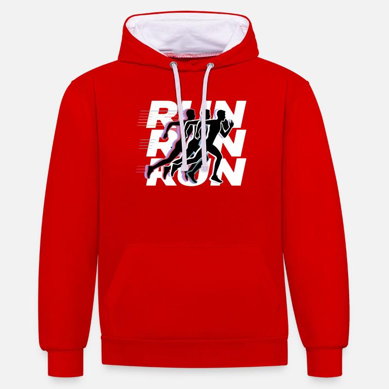 Silhouettes de course - Sweat à capuche contrasté - rouge/blanc