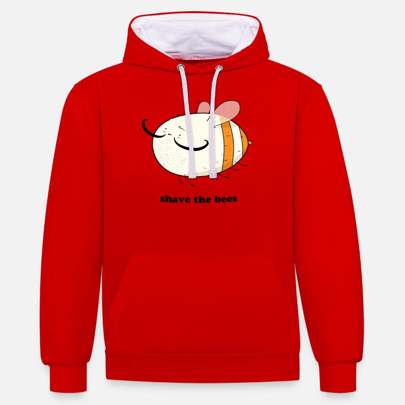 Rasez les abeilles - Sweat à capuche contrasté - rouge/blanc