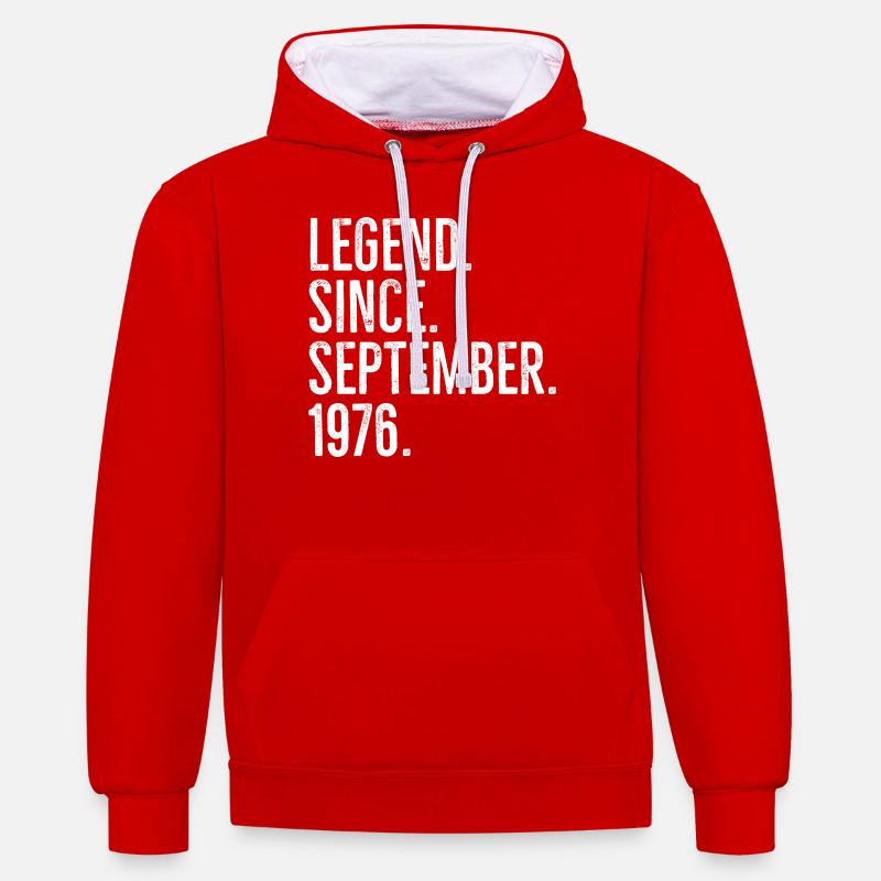 Légende depuis septembre 1976 - Sweat à capuche contrasté - rouge/blanc