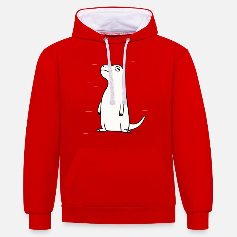 Dino excentrique - Sweat à capuche contrasté - rouge/blanc