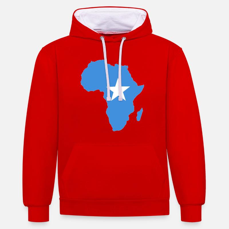 Drapeau de la Somalie Afrique - Sweat à capuche contrasté - rouge/blanc