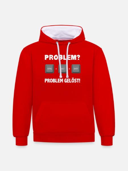 Problem Gelöst Strg Alt Entf - Kontrast-Hoodie - Rot/Weiß