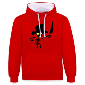 drôle de squelette de pirate - Sweat à capuche contrasté - rouge/blanc - Devant - Liana (172cm) & Jaron (178cm)