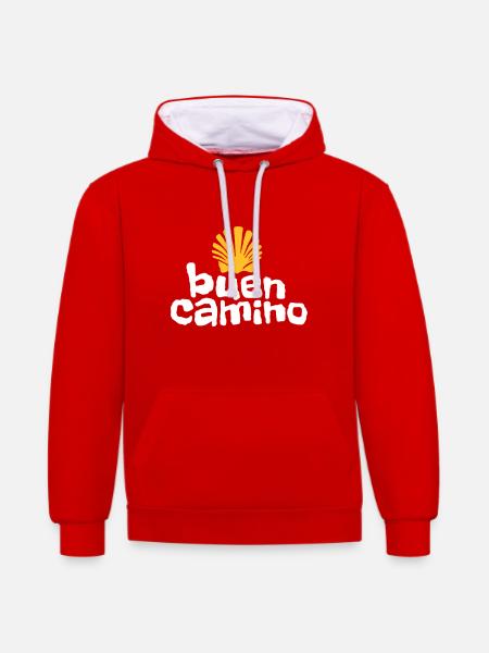 Buen Camino | Camino de Santiago | Santiago - Contrast hoodie - red/white