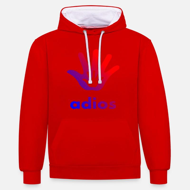 Main Adios - Sweat à capuche contrasté - rouge/blanc