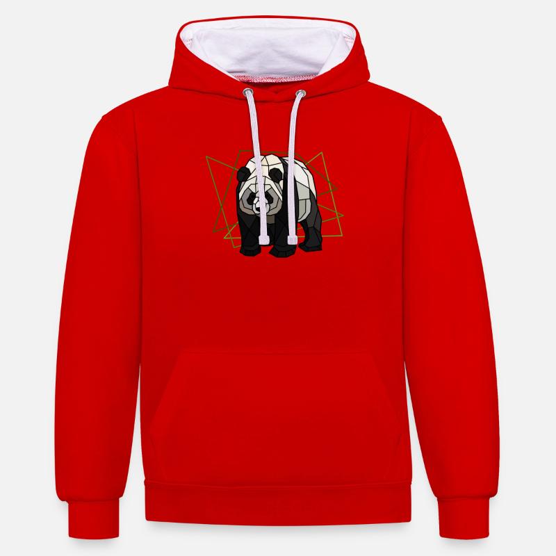 Grand Panda - Sweat à capuche contrasté - rouge/blanc