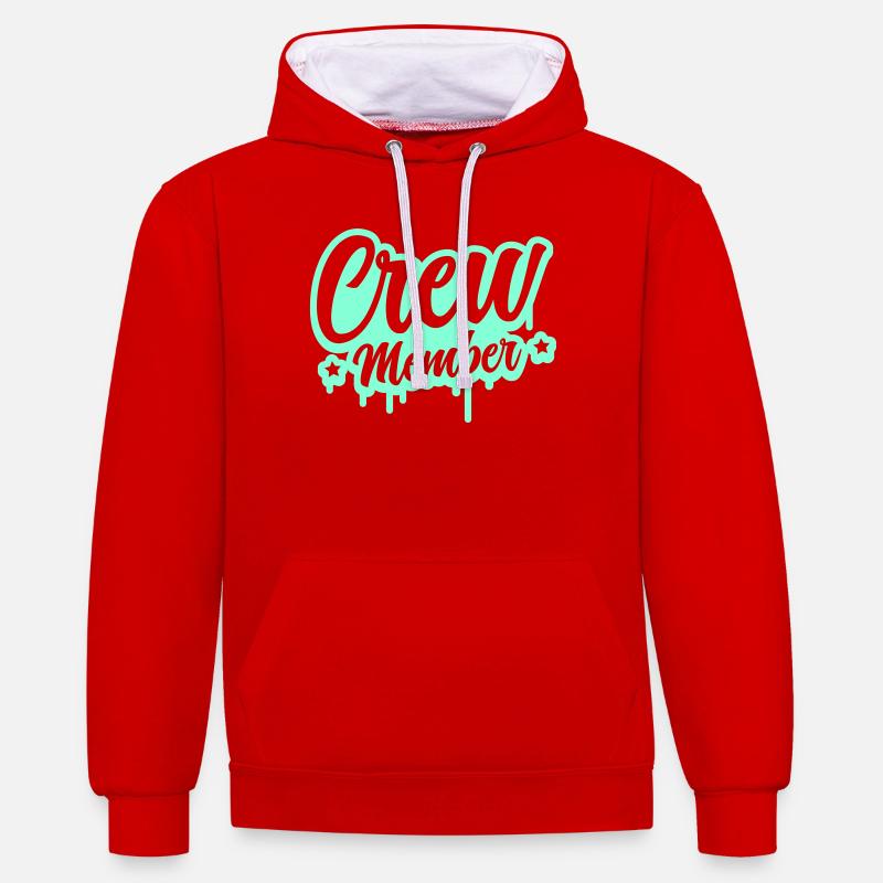 Crew Member Spritz Script - Kontrast-Hoodie - Rot/Weiß