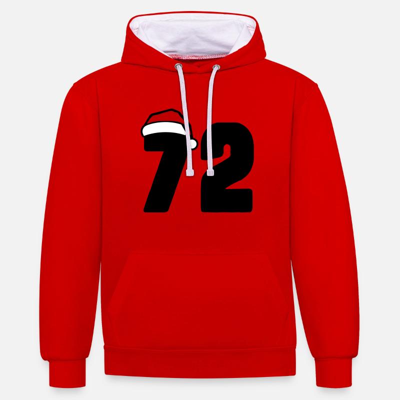 72 Numéro Noël - Sweat à capuche contrasté - rouge/blanc