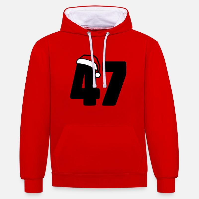 47 Numéro Noël - Sweat à capuche contrasté - rouge/blanc