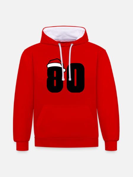 80 Number Christmas - Contrast hoodie - red/white