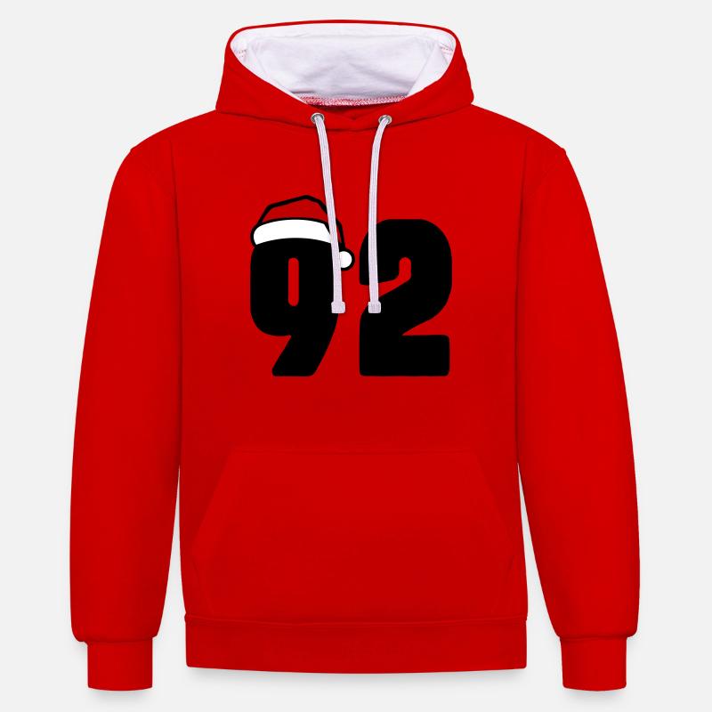 92 Numéro Noël - Sweat à capuche contrasté - rouge/blanc