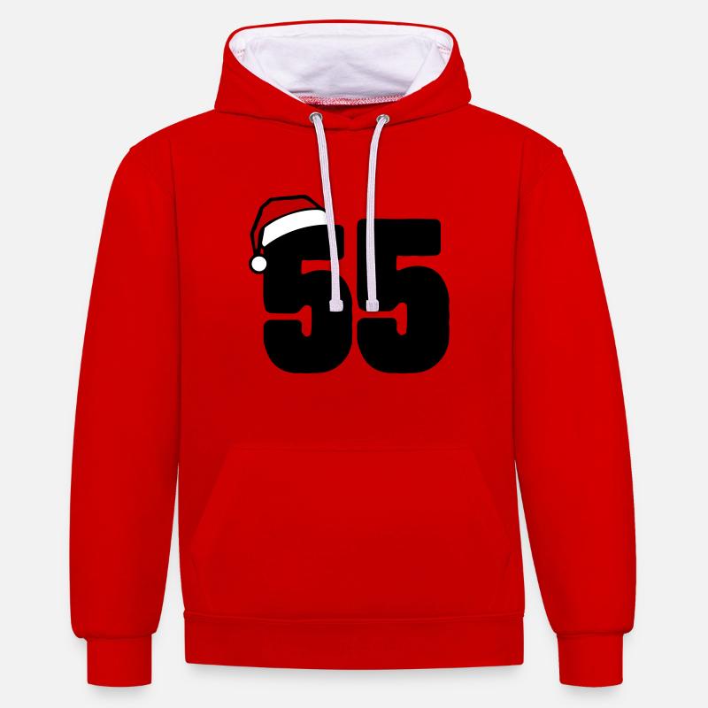 55 Numéro Noël - Sweat à capuche contrasté - rouge/blanc