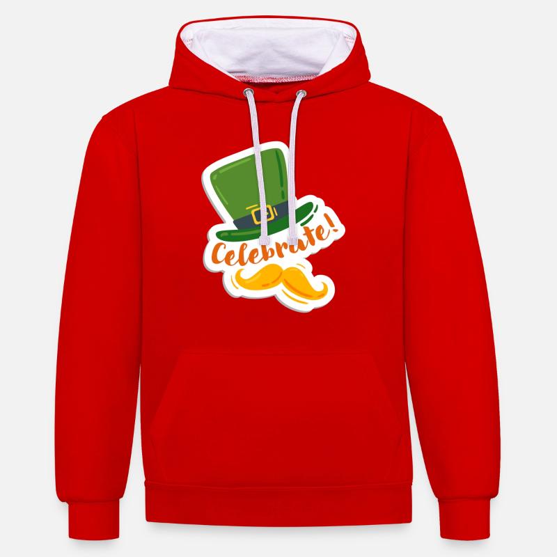 St. Patricks Day feiern - Kontrast-Hoodie - Rot/Weiß