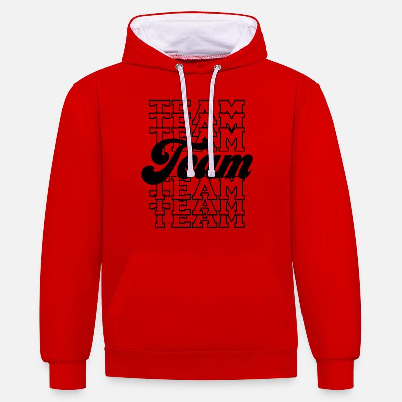 Équipe - Sweat à capuche contrasté - rouge/blanc