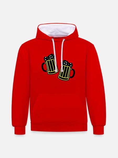 Beer Symbol Booze - Contrast hoodie - red/white