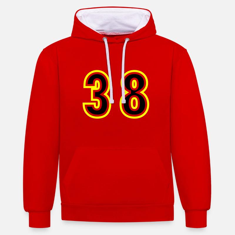 38 Nombre Collège - Sweat à capuche contrasté - rouge/blanc