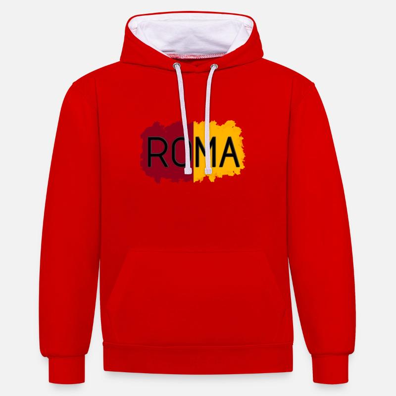 Roms - Sweat à capuche contrasté - rouge/blanc