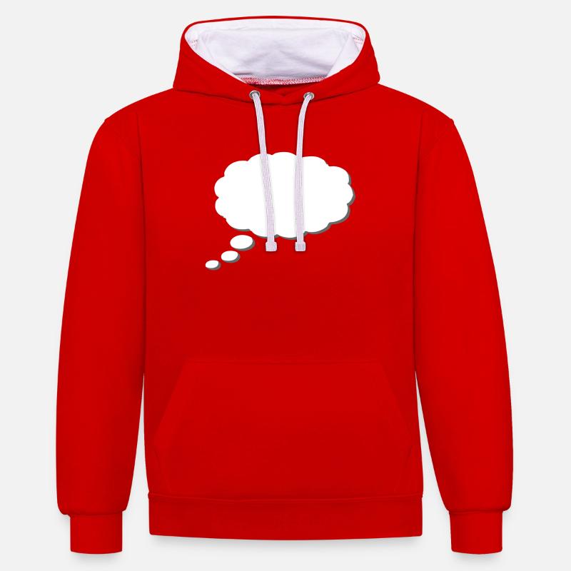 Thought Cloud, Thinkbubble. To personalize - Contrast hoodie - red/white