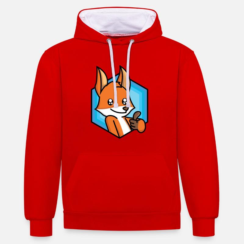Pouce vers le haut renard - Sweat à capuche contrasté - rouge/blanc