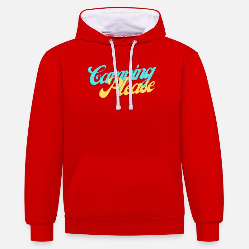Camping Please Retro Script - Sweat à capuche contrasté - rouge/blanc
