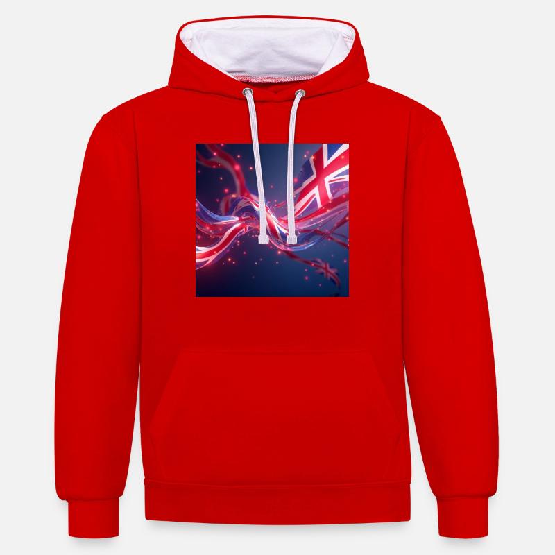 drapeaux_GB2 - Sweat à capuche contrasté - rouge/blanc