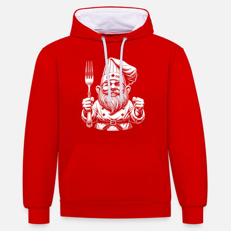 Cuire - Sweat à capuche contrasté - rouge/blanc