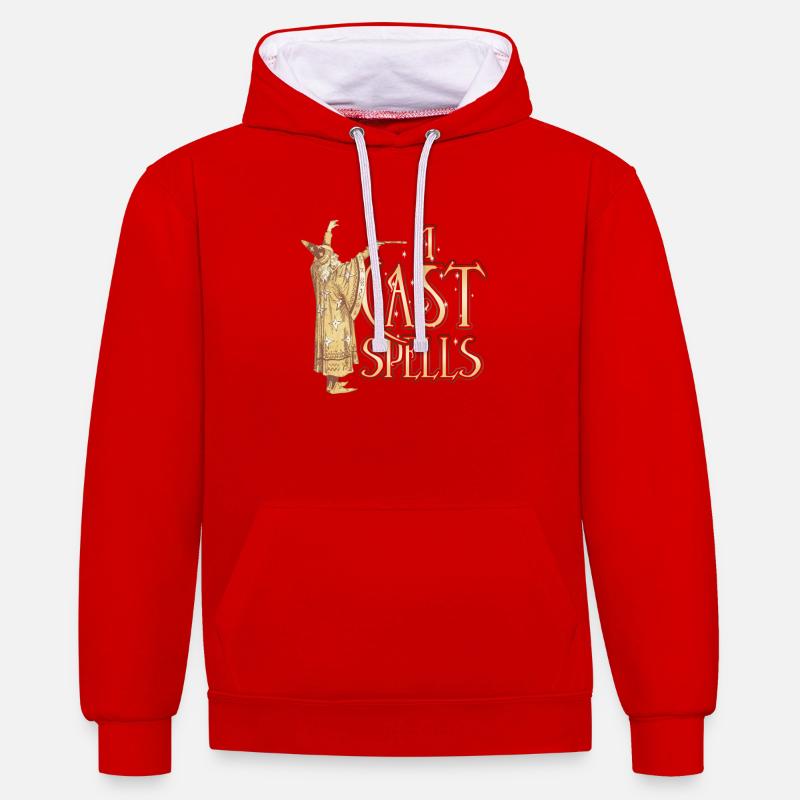 Wizard I Cast Spells Magic - Contrast hoodie - red/white