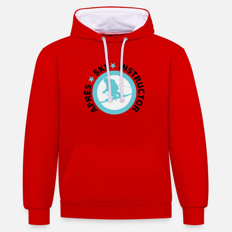 Moniteur après-ski - Ski - Sweat à capuche contrasté - rouge/blanc