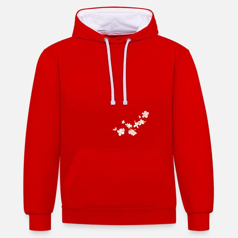 fleurs - Sweat à capuche contrasté - rouge/blanc