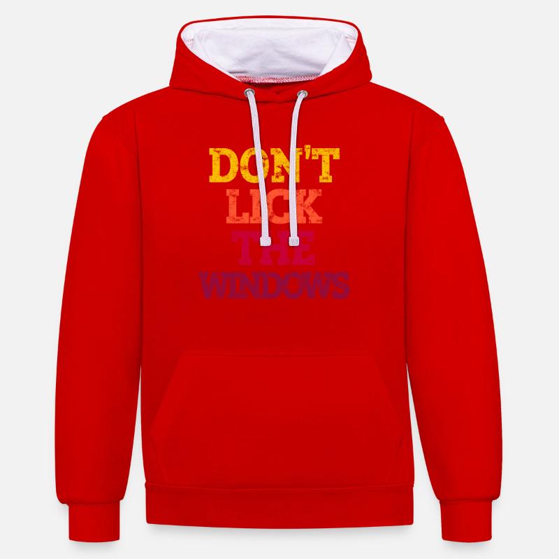 NE LÉCHEZ PAS LES FENÊTRES. - Sweat à capuche contrasté - rouge/blanc