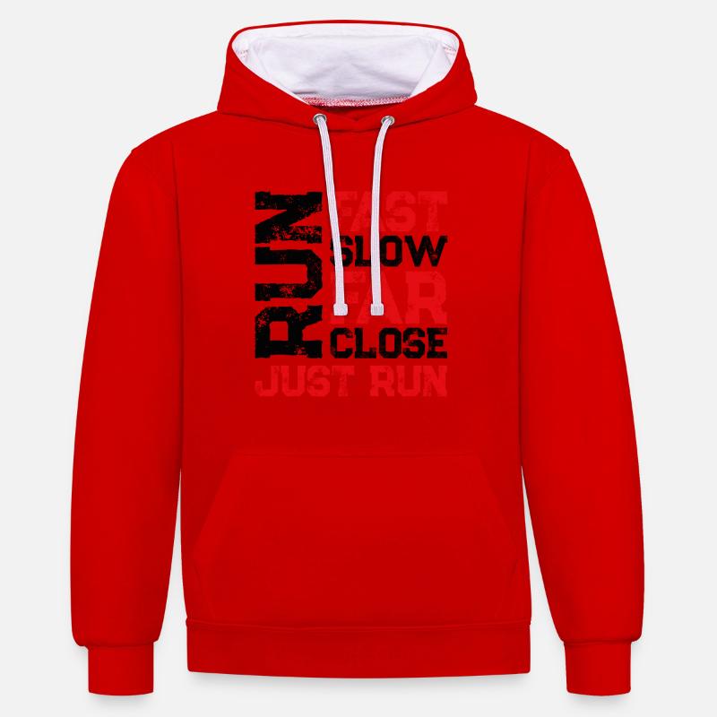 Course en cours - Sweat à capuche contrasté - rouge/blanc