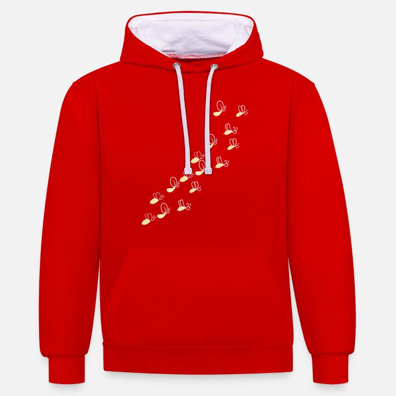 Abeilles Apiculteurs - Sweat à capuche contrasté - rouge/blanc