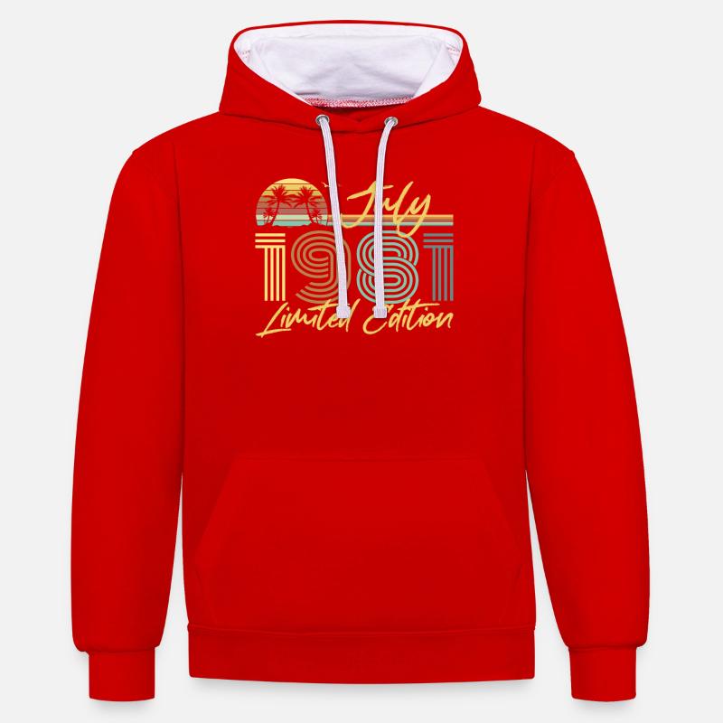 Juillet 1981 - 40e anniversaire - Sweat à capuche contrasté - rouge/blanc